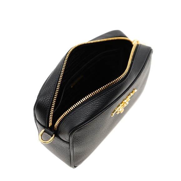 Prada Crossbody Camera Bag Guitar Strap Black Leather 1BH096 New - Picture 5 of 6